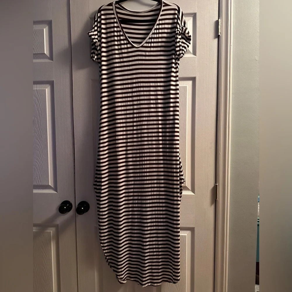 striped maxi dress, small